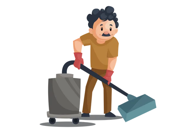 Cleaner Cleaning with Vacuum cleaner Illustration