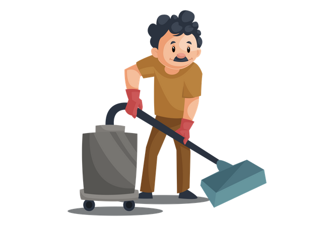 Cleaner Cleaning with Vacuum cleaner  Illustration