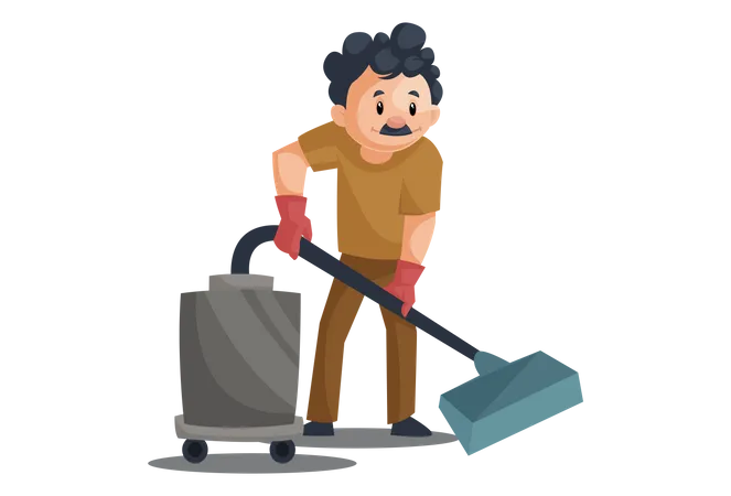 Cleaner Cleaning with Vacuum cleaner  Illustration