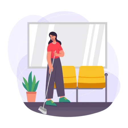 Cleaner doing cleaning at the office  Illustration