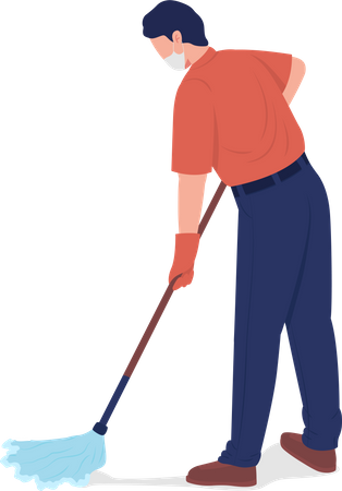 Cleaner mopping floor  Illustration