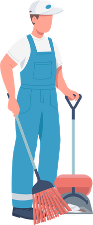 Cleaner sweeping floor  Illustration