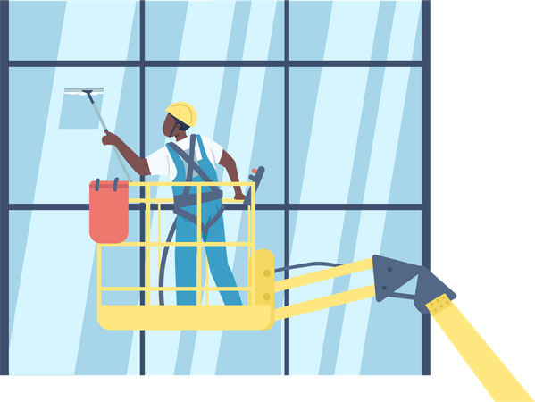 Cleaner washing windows  Illustration