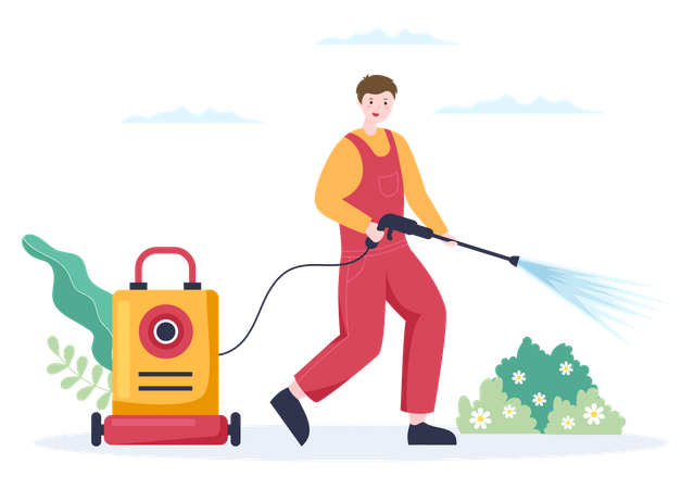 Cleaner with Power Washing Illustration
