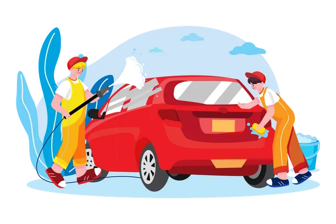 Cleaners Clean Car Illustration