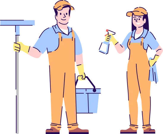Cleaners couple  Illustration