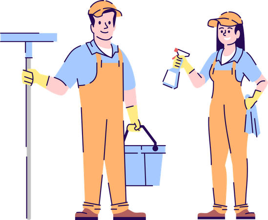 Cleaners couple  イラスト