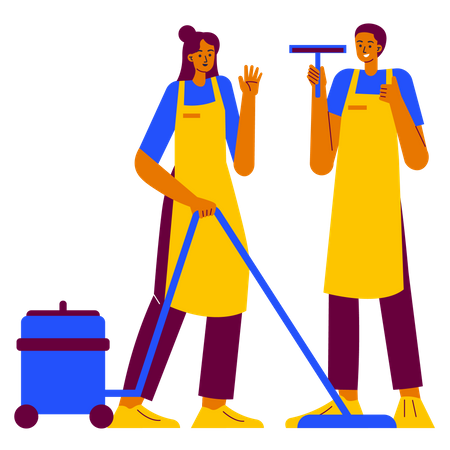 Cleaners doing cleaning at the office  Illustration