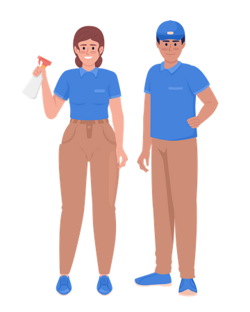 Cleaning and janitorial services staff  Illustration