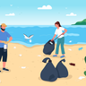 cleaning beach illustration free download