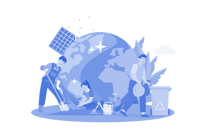 Cleaning Earth Environment  Illustration