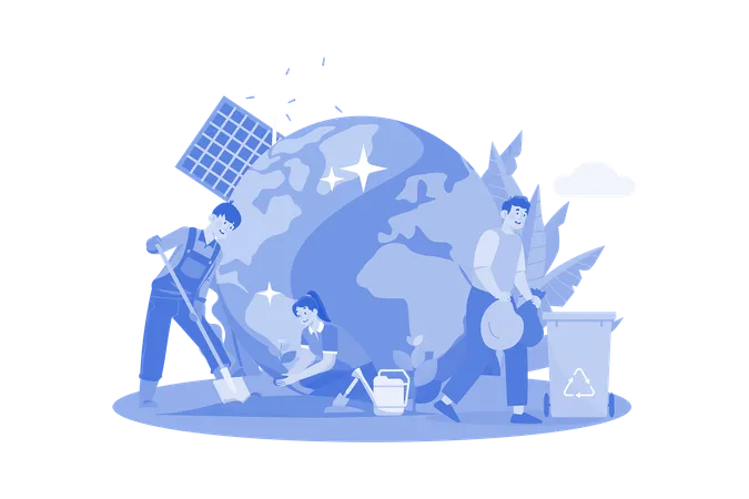 Cleaning Earth Environment Illustration Concept On A White Background Illustration