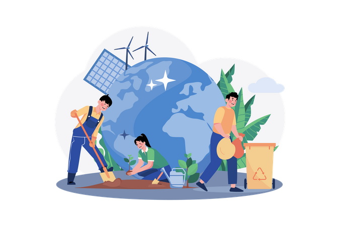 Cleaning Earth Environment Illustration