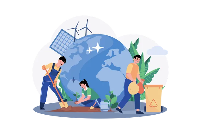Cleaning Earth Environment Illustration
