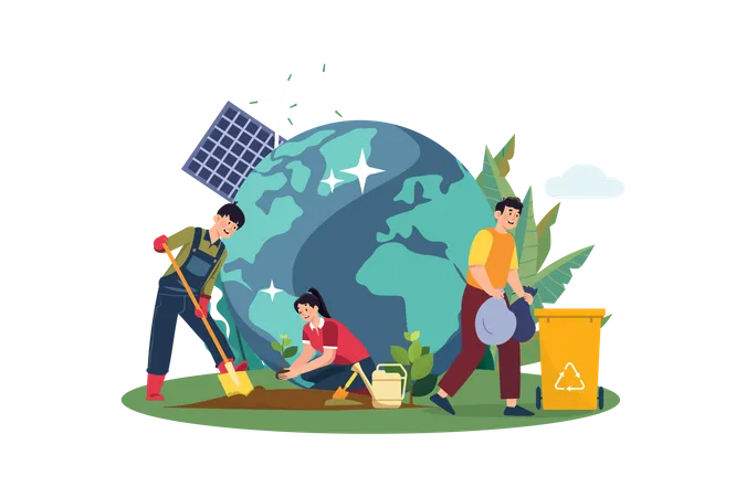 Cleaning Earth Environment Illustration Concept On White Background Illustration