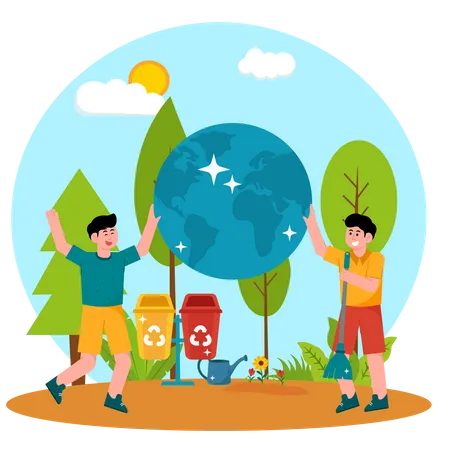 Cleaning Earth Environment  Illustration