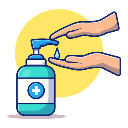 Cleaning hand with sanitizer Illustration