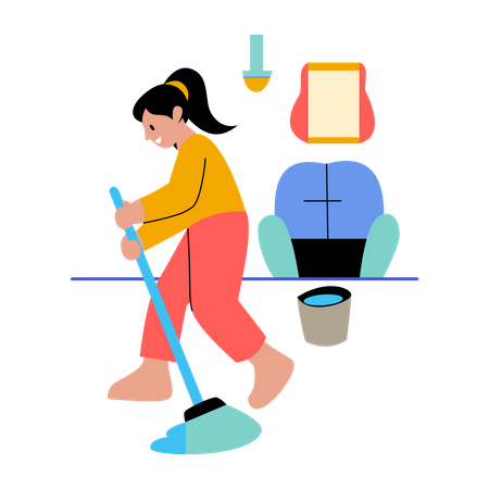 Cleaning house during covid Illustration