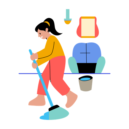 Cleaning house during covid  Illustration