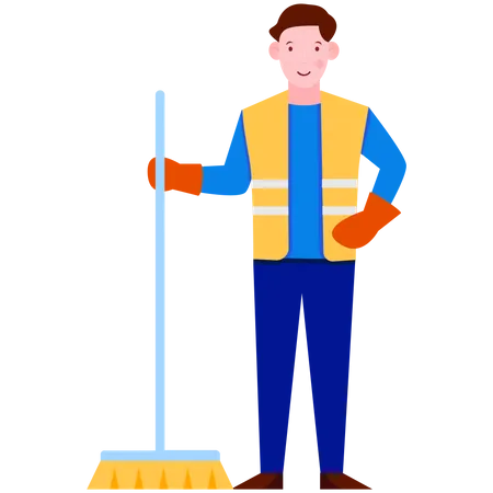 Cleaning Man Illustration