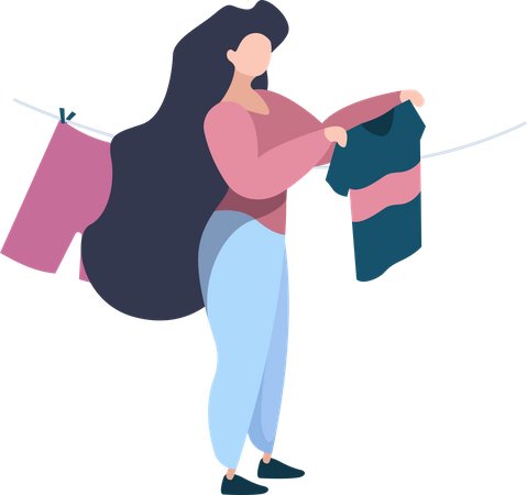 Cleaning service worker drying clothes  일러스트레이션