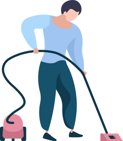 Cleaning service worker vacuuming floor  일러스트레이션