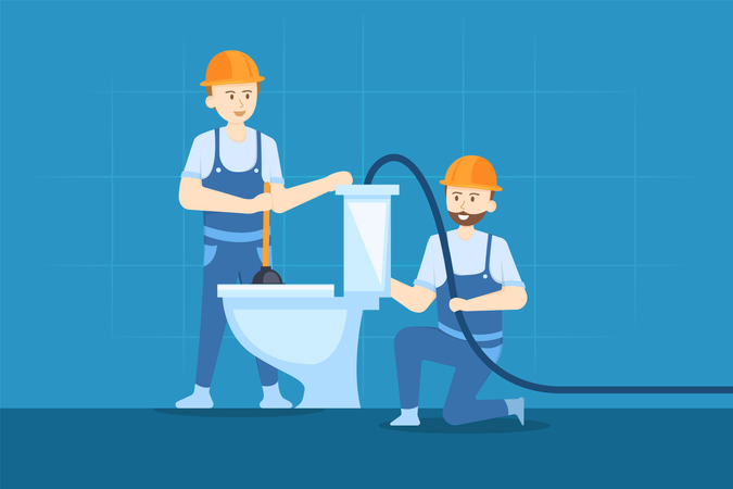Cleaning Toilet  일러스트레이션