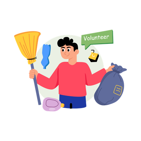 Cleaning Volunteer  Illustration