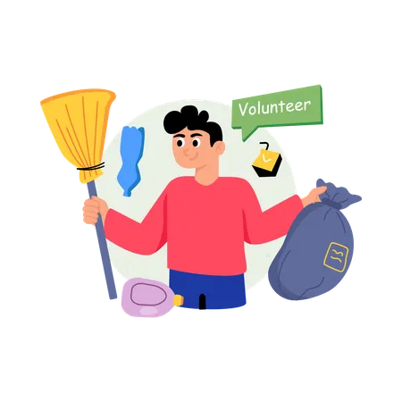 Cleaning Volunteer  Illustration