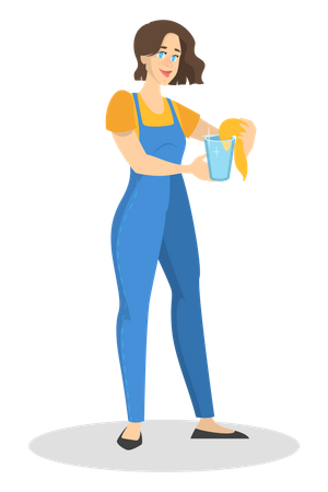 Cleaning worker clean glass  Illustration