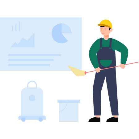 Cleaning worker clean office room  Illustration
