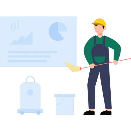 Cleaning worker clean office room  Illustration