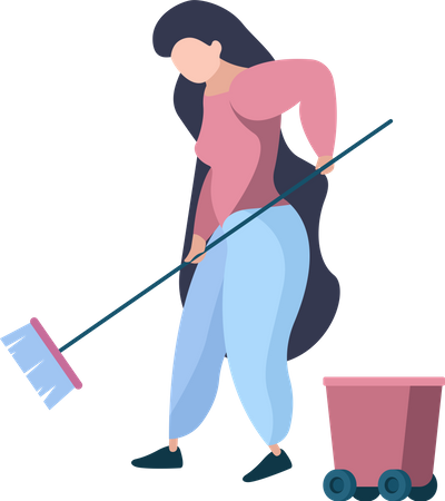 Cleaning worker mopping floor Illustration