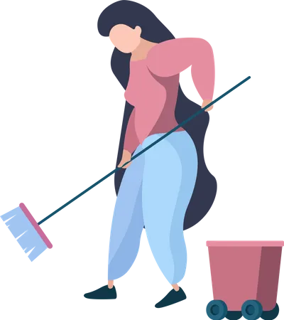 Cleaning worker mopping floor Illustration