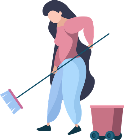 Cleaning worker mopping floor  Illustration