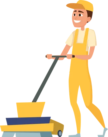 Cleaning worker with vacuum cleaner  Illustration