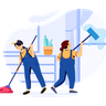 illustrations for cleaning couple