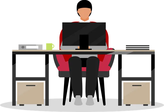 Clerical Employee Flat Color Vector Faceless Character Performing Office Tasks Clerical Workstation Rookie Newbie In Workplace Isolated Cartoon Illustration For Web Graphic Design And Animation Illustration