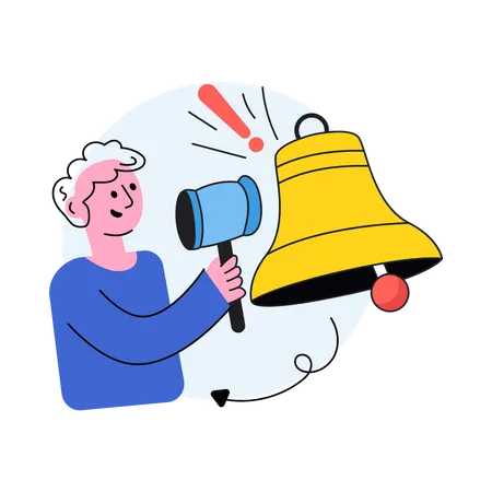 Clerk is ringing school recess bell  Illustration