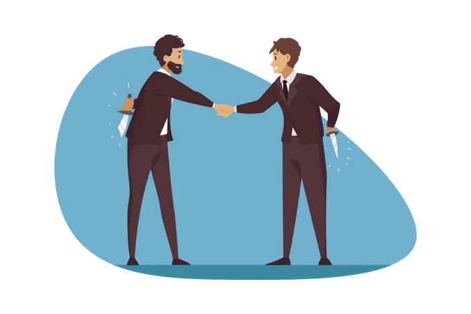 Clever businessman shaking hands with loyal partner  Illustration