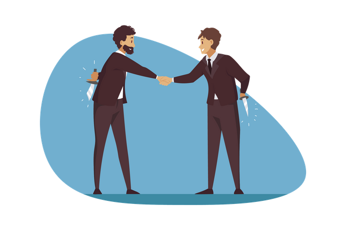 Clever businessman shaking hands with loyal partner  Illustration