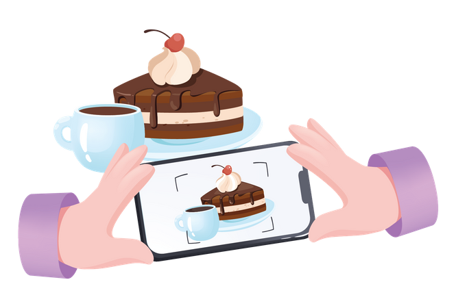 Click cake photo on mobile Illustration