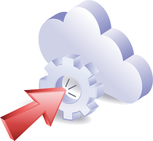 Click gear symbol with cloud server  Illustration