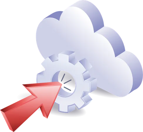 Click gear symbol with cloud server  Illustration