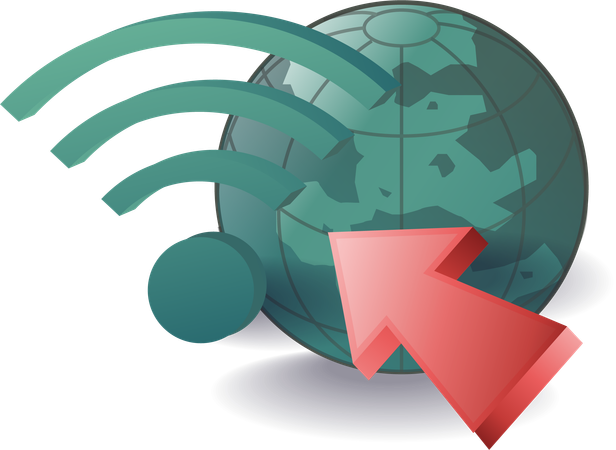 Click wifi symbol with earth  Illustration