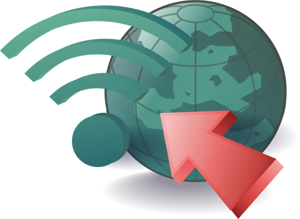 Click wifi symbol with earth  Illustration