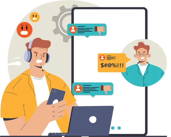 Client angry for customer support  Illustration