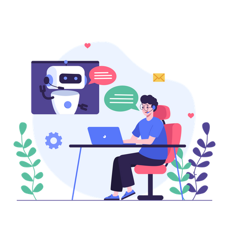 Client discutant avec le chatbot  Illustration