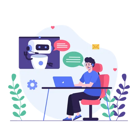 Client discutant avec le chatbot  Illustration