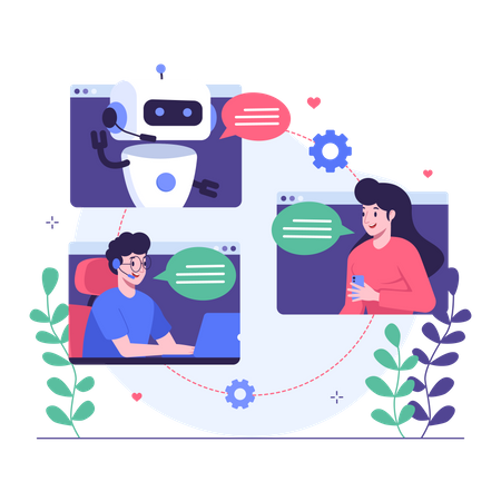 Client discutant avec le chatbot  Illustration